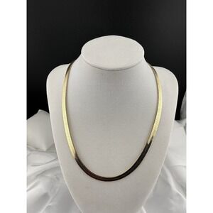 Gold Yellow Gold Plated Herringbone Chain Necklace with Lobster Closure